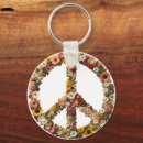Search for peace symbol key rings Flower power