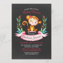 Search for monkey baby girl shower invitations Watercolor