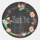 Search for chalkboard floral wreath wedding stickers Thank you