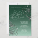 Search for green and silver wedding invitations Glitter