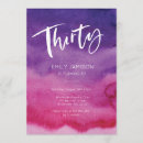 Search for watercolor 30th birthday invitations Purple