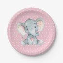 Search for elephant baby shower plates Pink
