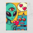 Search for retro robot postcards Woman