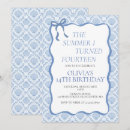 Search for girls 14th birthday invitations Blue