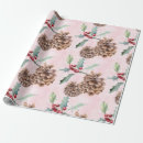 Search for pine cone wrapping paper Holly berries