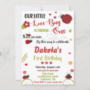 Search for love bug birthday invitations Little lady