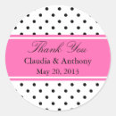 Search for black white pink wedding stickers Polka dot