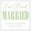 Search for eat drink and be married wedding stickers Simple