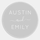 Search for white and grey wedding stickers Bride and groom names