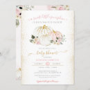Search for pink gold and white baby shower invitations Little pumpkin