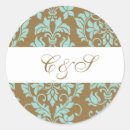 Search for blue and brown wedding stickers Thank