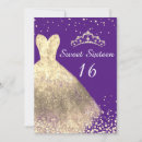 Search for purple gold sweet 16 invitations Glitter