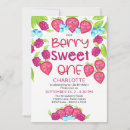 Search for berry sweet one 1st birthday invitations Pink