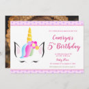 Search for unicorn 5th birthday invitations Girly