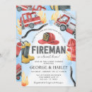 Search for firefighter baby shower invitations Watercolor