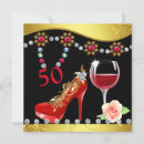 Search for wine 50th birthday invitations Black and gold