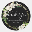 Search for black and white floral wedding stickers Thank you