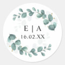Search for eucalyptus wedding stickers Green and white