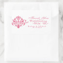 Search for damask rectangle wedding stickers Thank you
