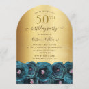 Search for teal gold 50th birthday invitations Chic