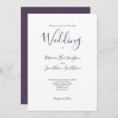 Search for purple and white wedding invitations Script font