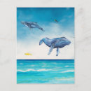 Search for whales postcards Watercolor
