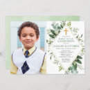 Search for girl boy first communion invitations Greenery
