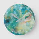 Search for teal abstract clocks Watercolors