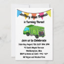 Search for garbage truck party invitations Green