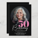 Search for pink and black 50th birthday invitations Elegant