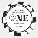 Search for black white checkered stickers One happy dude