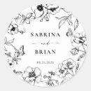 Search for black and white floral wedding stickers Classic