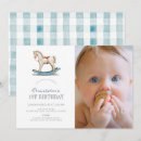 Search for horse 1st birthday invitations Blue