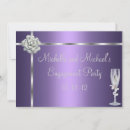 Search for purple and silver engagement party invitations White