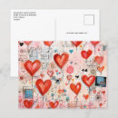 Search for red heart pattern postcards Fun