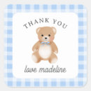 Search for blue bear baby shower stickers Gingham