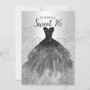 Search for black silver sweet 16 invitations Glitter