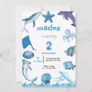 Search for under the sea 1st birthday invitations Sea life party