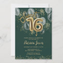 Search for gold green sweet 16 invitations Calligraphy handwritten font