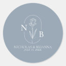 Search for blue wedding stickers Monogram initials