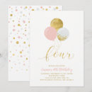 Search for girls 4th birthday invitations Pink