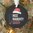 Search for sassy christmas tree decorations Santa