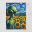 Search for green alien postcards Ai generated