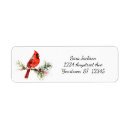 Search for red cardinal return address labels Bright red bird