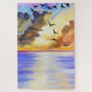 Search for sea birds puzzles Watercolor