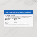 Search for food allergy business cards Identification