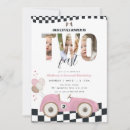 Search for pink car birthday invitations Two fast