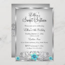 Search for teal and silver sweet 16 invitations Blue