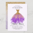 Search for purple dress quinceanera invitations Gold glitter