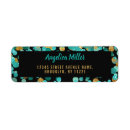 Search for turquoise and black return address labels Elegant